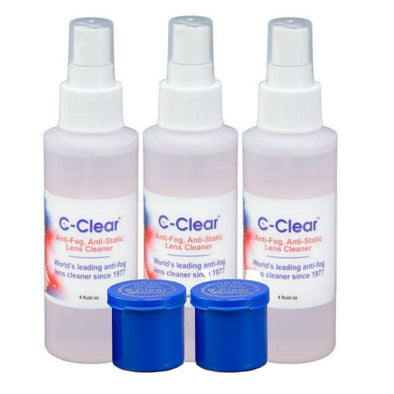3 - 4 oz spray bottles and 2 cups of C-Clear anti fog gel